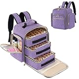 Hautton Nagellack Organizer Tasche für 126 Flaschen, Nail Polish Organiser Makeup Bag, 3 Schichten Nagellack Aufbewahrung Tasche -Lila