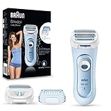 Braun Silk-épil Lady Shaver, Damenrasierer Elektrisch, 3-in-1 Elektrischer Rasierer, Trimmer- und Peeling-System mit 2 Extras, Wet&Dry, LS5160, Blau