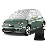 Opaltool Halbgarage Auto Kompatibel mit 2007-2025 F-iat 500, 6-Lagige Halbabdeckung mit Haken, Reflektierendem Streifen und Ohrkappen zum Schutz vor Schnee, EIS und Frost