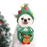 Q&A Hundeweihnachtsgeschenke, Hundemütze und Schal für kleine Hunde, warme Hundemützen, Hundeweihnachtspullover (Weihnachtsbaum)