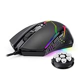 Redragon M601 Gaming Maus RGB Beleuchtet 7200 DPI, 7 Tasten Programmierbare Maus Makroaufnahme & Gewichtseinstellung Set für Windows PC (Schwarz)
