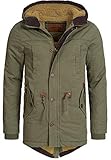 Indicode Herren Barge Winterjacke m. Kapuze & Teddyfutter | Winterparka Herrenjacke Parka Army S