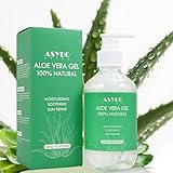 ASYBO Aloe Vera Gel 300 ml – 100% reines Aloe Vera für Gesicht, Körper, Haar, beruhigende und nähren feuchtigkeitsspendende Aloe-Creme für trockene Haut, Sonnenbrand, Akne, After-Sun-Lotion