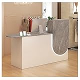 Moderner weißer Empfangstisch mit LED-Beleuchtung, 99,1 cm, Bürotheke mit abschließbarer Schublade für Salonkasse und Sekretär, stilvoll und funktional