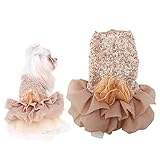 Hundekleid Haustier Kleine Hund Kleidung Pailletten Seidige Tutu Welpen Kostüm Hund Prinzessin Elegant Rock Hochzeit Kostüm (Gold L)