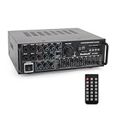 Areyourshop Hifi Verstärker Stereo mit Bluetooth 5.0 2000W Audio Receiver Karaoke FM USB SD AUX, Vorverstärker Hifi 5-Band-EQ-Mixer, 4 Mikrofoneingänge, Verstärker mit Boxen, Tuner Hifi Stereo