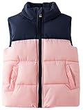 Adigau Mädchen Winterweste Winddichte Stehkragen Armellos Pufferweste Weich Bequem Steppweste Reißverschluss Dicke Weste Rosa 6-7 Jahre