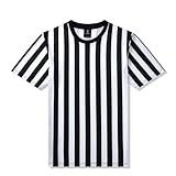 Schiedsrichter-Shirt – Professionelles Gestreiftes Schiedsrichter-Trikot, Atmungsaktives Polyester-Shirt | Leichte Schiedsrichteruniform, Schwarz-weiß Gestreiftes Oberteil Für Fußball, Fußball, Basket