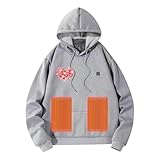 Beheizbare Jacke Damen Hoodie Herren Kapuzenpullover mit USB-Aufladung, Leichte Winddichte Sweatshirt, 5 Heizzonen, 3 Heizstufen, Wärm Atmungsaktiv Heizung Kleidung für Outdoor, Wandern und Alltag