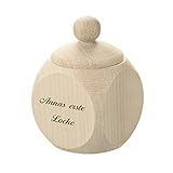 polar-effekt Milchzahndose oder Haar Dose aus Holz mit Gravur - Personalisierte Baby Zahnbox für Milchzähne als Geschenke für Jungen und Mädchen - erste Locke als Erinnerung mit Wunschtext