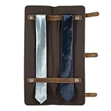 Hide & Groom, Reise-Krawattenetui mit extra Tasche für Trauzeugen, Trauzeugen, Junggesellenabschiede, Hochzeitszeremonien, Dinnerpartys, Vollnarbenleder, handgefertigt, Bourbon Braun