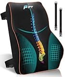 POOTACK Lendenkissen mit Memory-Schaum - Ergonomische Lordosenstütze für Auto, Büro und Gaming, Verstellbares Rückenkissen für Bürostuhl, Autositz und Schreibtischstuhl, Schwarz