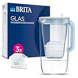 BRITA Glas Wasserfilter-Kanne hellblau (2,5l) inkl. 3x MAXTRA PRO All-in-1 Kartusche – Premium Design Kanne aus Glas, robust & leicht / reduziert Kalk, Chlor, Metalle wie Blei & Kupfer
