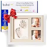 Bubzi Co Handabdruck Fußabdruck Baby Fotorahmen Set für Neugeborene Mädchen Jungen, personalisiertes Baby Geschenk, Fotoalbum Baby, Andenkenbox, Wanddekoration für Zimmer und Kinderzimmer