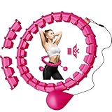 Smart Hoop Reifen Erwachsene Mit Gewicht Kugel,Ultra Leiser Hoola Hoop zum abnehmen Mit 32 Abnehmbaren Segmenten,Hullahub Reifen Zum Abnehmen Max Taillenumfang 165cm(Rot)