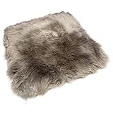 Rohn Moden Sitzkissen, Sitzauflage Schnucke aus echtem hochwolligem Lammfell für Stuhl, Rollstuhl, Katzenbett, Hundebett und Dekoration - Kuscheliges und vielseitiges Accessoire in Mushroom
