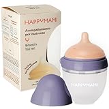 HappyMami, individuell gestaltete Babyflasche, medizinischer Silikonnippel, BPA-frei, doppeltes Anti-Colic-System, spülmaschinenfest, für alle Stillarten geeignet (Seidenviolett 150 ml)