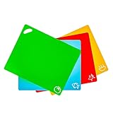 Axer Kunststoff Schneidebrett Set - 4x Küchen Schneidebrett Kunststoff Groß - Flexible Schneidebretter Spülmaschinenfest - Cutting Board Set - Frühstücksbrettchen Spülmaschinenfest