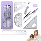 Lineal-Winkelmesser-Zirkel-Set, Kompass- und Winkelmesser-Set,Geometrie-Kit für Künstler und Studenten | Zeichnen von Zirkeln mit Mathe-Winkelmesser, Geodreiecken, Lineal und mehr für Schüler, die Hau