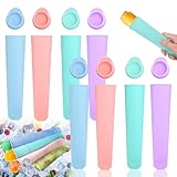 Eisformen Silikon, 8 Stk Popsicle Formen, Wiederverwendbare Eis am Stiel Formen, Eislutscher Wassereis Popsicle Maker, Stieleisformer, Ice Pop Maker