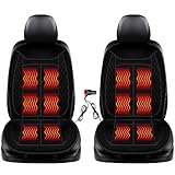 JIcloun 2er Set Neu Sitzheizung Auto Auflage 12v, Schnellaufheizung Sitzauflage für Autositz Warm Bequem Weich Plüsch zum Fahren im Winter, Universell Passend für die Meisten kfz pkw, Schwarz