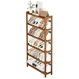 Generisch Platzsparender Schmaler Schuhregal Organizer mit 6 Ebenen Und Oberem Regal, für Dünne Schuhe Auf Kleinem Raum, Regale für Die Wand Hinter Der Tür, Eingangsbereich(L 70cm x W 17cm x H 150cm)