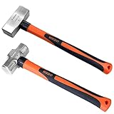WEDO 2-teiliges Hammer-Set, 1,4 kg Vorschlaghammer + 1,4 kg Schlägerhammer, Edelstahl, Risshammer-Set mit Fiberglas-Griff, stoßfest, korrosionsbeständiger Bohrhammer