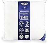 Welt der Träume 1 Stück Daunenkissen | 3 Kammer Kopfkissen | Dreikammerkissen 80x80 cm | Füllgewicht: 1400 Gramm | 100% Baumwollbezug | Federkissen | kein Lebendrupf | weiß