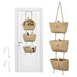 Tür Wand Organizer, Hängeorganizer Organizer Wandkorb mit 3 stufiger Hängekorb Wand Hängen Tasche aus Baumwollseil gewebt Korb Aufbewahrung Hängend für Wohnzimmer Schlafzimmer Bad Kinderzimmer