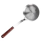 CONGARTENO Hot-Pot-Löffel küchenhelfee olfilter Brühsieb gemüselöffel Nudelkochkorb Kochskimmer Wok-Skimmer Drahtskimmer Küchenlöffel Skimmer aus Edelstahl Filtersieb hölzern