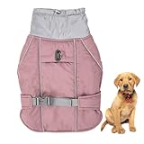 YPDOPORA Warmer Wintermantel Für Hunde, Wintermantel Für Hunde Mit Integriertem Geschirr, Reflektierende Haustierjacke Mit Fleecefutter, Rollkragenjacke Für Haustiere, wasserdichte Hundemäntel,Rosa,S