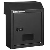 VEVOR Mauerdurchwurf Briefkasten 305 x 155 x 360 mm Einbaubriefkasten 48 x 258 mm Briefeinwurf 43 mm Wandstärke Durchwurfbriefkasten Passwort-Sperrmechanismus und Metallblenden Schwarz