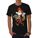 Wellcoda Fuchs Spielen Dudelsack schottisch Stolz T-Shirt für Herren Schwarz 3XL