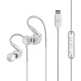 MEE audio M6 Sport USB-C Wired Earbuds with Memory Wire Earhooks, Noise Isolating In Ear Kopfhörer for Running/Gym/Workouts, USB Typ C Headset with Mikrophone and 3-Button Remote, Clear