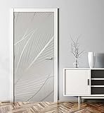 MyMaxxi - Tür bekleben mit Türtapete Selbstklebend 90x200 Blumenmuster Zeichnung groß - Tür verschönern Türfolie - Türaufkleber - Türposter Türklebefolie Blüte Pflanze grau