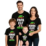 Personalisiertes Elf Kostüm Elfe Familien Outfit | Weihnachten Christmas Herren T-Shirt, Schwarz, S