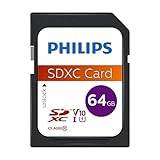 Philips Ultra Speed SDXC Card 64 GB UHS-I U1, Lesegeschwindigkeit bis zu 80 MB/s, V10, Speicherkarte für Kameras, Tablet, PC, Card Reader, Full HD Video