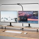 Hensam LED Schreibtischlampe Dimmbar zum Homeoffice, 1800 LM Augenschutz Tageslichtlampe mit 5 Farbtemperatur, Schwanenhals Tischlampe mit Klemmbar, 80cm, Schwarz
