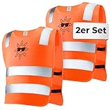 2er Warnweste Kinder Set - 𝗦𝘁𝗮𝗿𝗸 𝗦𝗶𝗰𝗵𝘁𝗯𝗮𝗿 Orange - Universal Größe Für Kids von 2-12 Jahren - Geprüft EN 17353:2020 Zertifizierung