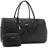LOVEVOOK Sporttasche Reisetasche Damen, Weekender Travel Bag Kliniktasche Geburt mit Kulturtasche, Schuhfach & Nassfach, wasserdichte Gym , Handgepäck Tasche für Flugzeug Reisen, Schwarz