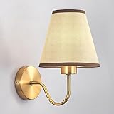 Lamp Rustikale Wandleuchte für Landhaus, Wandleuchte für Schlafzimmer, Nachttisch, Wandleuchte für Zuhause, Wandleuchte aus Bronze-Metall mit Wandlampe aus Stoff
