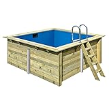 Holzpool Komplett-Set Rechteck Schwimmbecken - Inkl. Sandfilteranlage leistungsstarke Poolpumpe Skimmerpaket mit Einlaufdüse und Schlauch-Set Poolvlies Innenhülle Trend Pool (3,50 x 3,20 x 1,24 m)