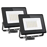 Aigostar LED Strahler außen 30W Naturweiß 4000K 3160 Lumen Scheinwerfer IP65 Wasserdicht Außenstrahler für Hell Garten Garage Sportplatz Hof Fluter 2 Packungen(2)