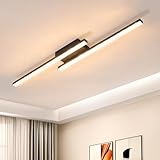 Glitzerlife LED Deckenleuchte Schwarz Schlafzimmer - Deckenlampe Kristall 61.5cm Flurlampe 12W Modern Warmweiß 3000K Küchenlampe Schlafzimmerlampe für Küche Flur