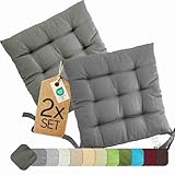 etérea 2er Set Sitzkissen Outdoor 40x40 mit Bändern - Stuhlkissen Anthrazit für Gartenstuhl & Innenbereich - waschbare Sitzauflagen Gartenmöbel - 2 Stück Kissen 40x40 cm - Anthrazit