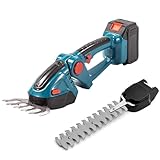 Heckenschneider,Gartenschere Elektrisch 21V 3A,Grasschere Strauchschere, 2 in 1 Heckenschere mit 7500 mAh Akku,10 cm Grasmesser, 30 cm Strauchmesser,Strauchtrimmer akku Heckenschere (Blau)