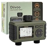 Diivoo Bewässerungscomputer mit 2 unabhängige Ausgängen, 6 Separate Programme, Automatischer/Manueller Garten Bewässerungsuhr für die Bewässerung Bewässerungssteuerung für Garten und Gewächshaus