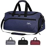 FIORETTO 35L Herren Sporttasche mit Nassfach und Schuhfach, Reisetasche mit gepolstertem Schulterriemen, Wasserfeste Sporttasche Gym Bag Travel Bag für Damen Herren Marineblau