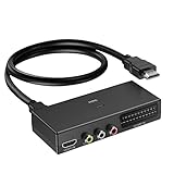 SunimDHi Scart auf HDMI Konverter, RCA auf HDMI Konverter, HDMI Switch 3 in 1 Video Audio Adapter Unterstützung HDTV Xbox PS5/4/3 DVD N64 Wii Xbox blu-Player, Sky STB VHS VCR PC