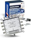 SCHWAIGER 5200 SAT Multischalter 1 auf 8 I SAT-Verteiler für 8 Teilnehmer I Satelliten-Multiswitch aus Aluminium I energieeffizient & zuverlässig I 8-Fach Verteiler für Satellitensignale